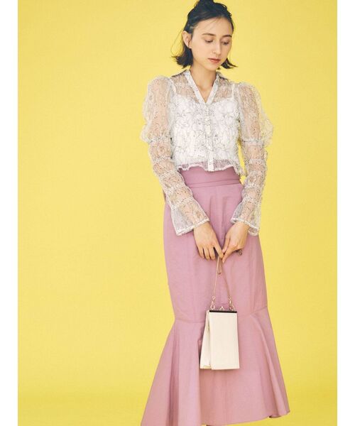 MERCURYDUO(マーキュリーデュオ)の「ステッチデザインタフタマーメイドスカート(スカート・レディース・アイボリー/ピンク/ブルー・SMALL/MEDIUM)」の17枚目の写真