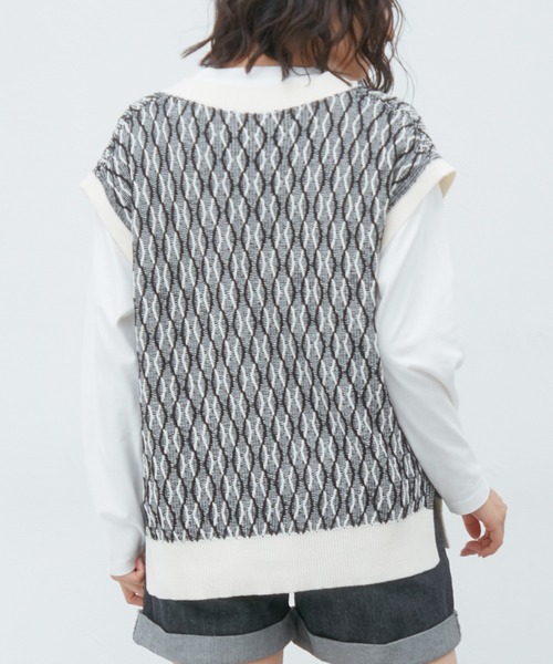 Honeys（ハニーズ）の「ニットベスト（ベスト・レディース・ブラック/ベージュ/ミント・S/M/L）」の7枚目の写真