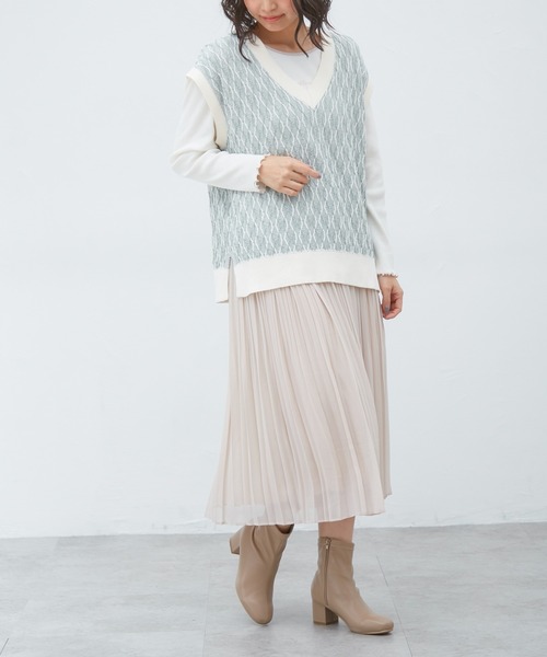 Honeys（ハニーズ）の「ニットベスト（ベスト・レディース・ブラック/ベージュ/ミント・S/M/L）」の12枚目の写真