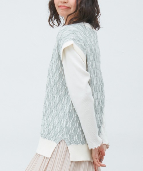 Honeys（ハニーズ）の「ニットベスト（ベスト・レディース・ブラック/ベージュ/ミント・S/M/L）」の14枚目の写真