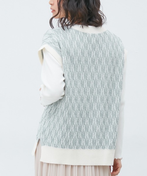 Honeys（ハニーズ）の「ニットベスト（ベスト・レディース・ブラック/ベージュ/ミント・S/M/L）」の15枚目の写真