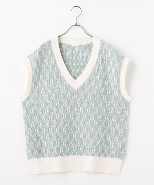 Honeys（ハニーズ）の「ニットベスト（ベスト・レディース・ブラック/ベージュ/ミント・S/M/L）」の21枚目の写真