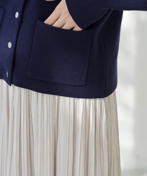 ROPE' PICNIC(ロペピクニック)の「リングドット使いポケットニットカーディガン(カーディガン/ボレロ・レディース・ネイビー/オフホワイト/グリーン・38)」の6枚目の写真