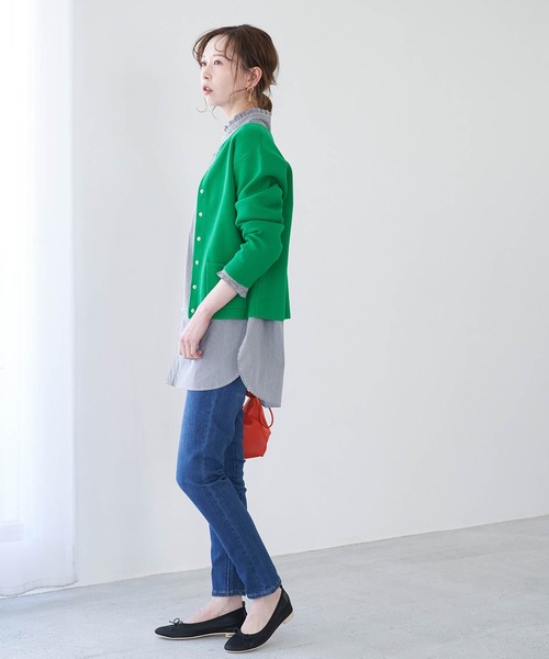 ROPE' PICNIC(ロペピクニック)の「リングドット使いポケットニットカーディガン(カーディガン/ボレロ・レディース・ネイビー/オフホワイト/グリーン・38)」の18枚目の写真