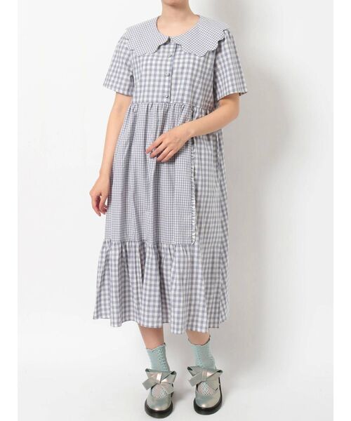 merry jenny（メリージェニー）の「ギンガムスカラップカラーワンピース（ワンピース・レディース・ブラック/ラベンダー/ベージュ・FREE）」の8枚目の写真