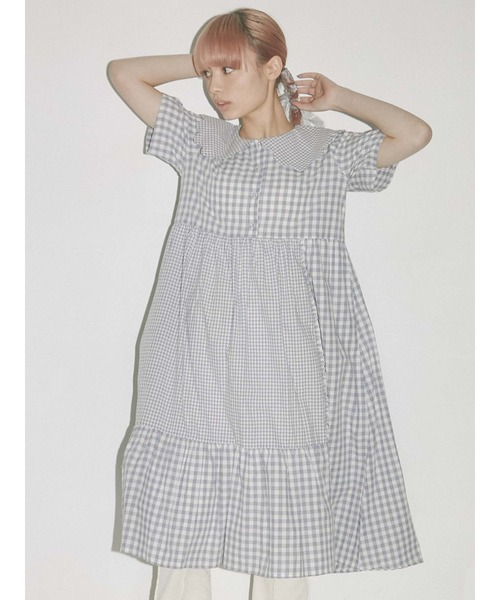 merry jenny（メリージェニー）の「ギンガムスカラップカラーワンピース（ワンピース・レディース・ブラック/ラベンダー/ベージュ・FREE）」の5枚目の写真