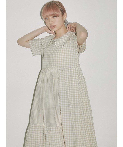 merry jenny（メリージェニー）の「ギンガムスカラップカラーワンピース（ワンピース・レディース・ブラック/ラベンダー/ベージュ・FREE）」の16枚目の写真