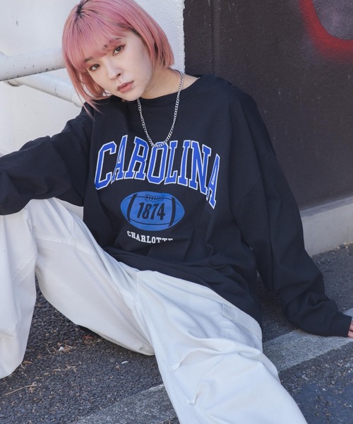 WEGO(ウィゴー)の「WEGO/【2点セット】アクセ付きカレッジロンT(Tシャツ/カットソー・メンズ・ホワイト/ダークグリーン/ブラック・LARGE/MEDIUM)」の3枚目の写真