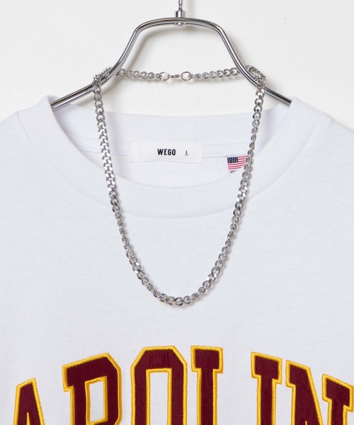 WEGO(ウィゴー)の「WEGO/【2点セット】アクセ付きカレッジロンT(Tシャツ/カットソー・メンズ・ホワイト/ダークグリーン/ブラック・LARGE/MEDIUM)」の5枚目の写真