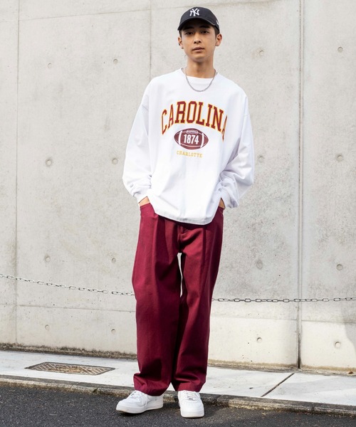 WEGO(ウィゴー)の「WEGO/【2点セット】アクセ付きカレッジロンT(Tシャツ/カットソー・メンズ・ホワイト/ダークグリーン/ブラック・LARGE/MEDIUM)」の7枚目の写真