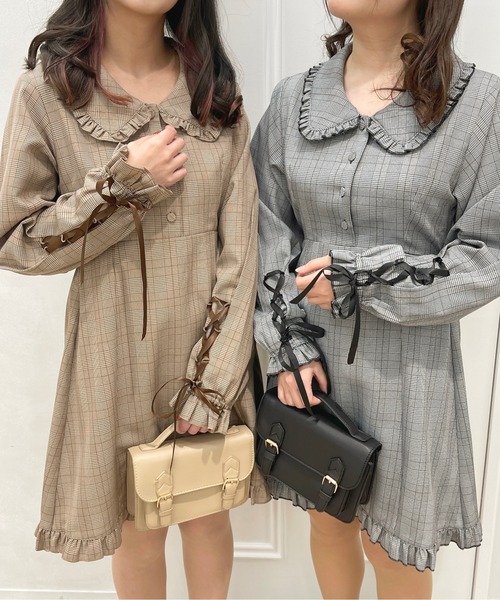 apres jour(アプレジュール)の「【LARME × apresjour コラボ】フリル襟チェックワンピース【ZOZOTOWN限定アイテム】(ワンピース・レディース・ブラック系その他/ブラウン系その他・X-LARGE/フリー)」の9枚目の写真