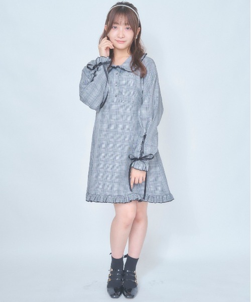 apres jour(アプレジュール)の「【LARME × apresjour コラボ】フリル襟チェックワンピース【ZOZOTOWN限定アイテム】(ワンピース・レディース・ブラック系その他/ブラウン系その他・X-LARGE/フリー)」の3枚目の写真