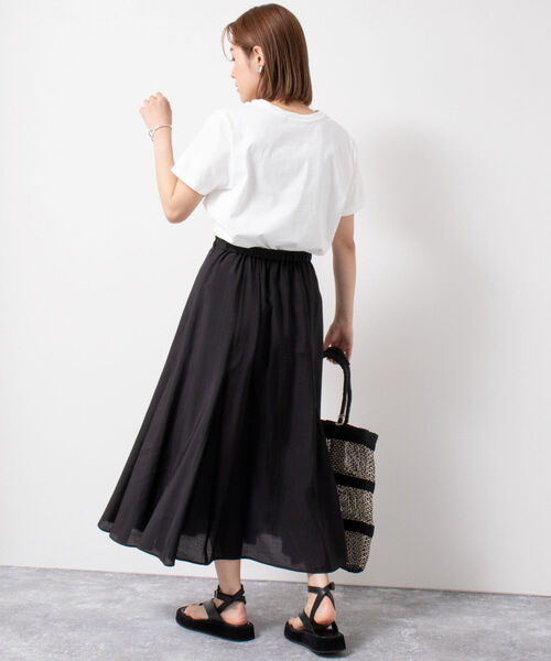新品！　ノーリーズソフィー　シアーローンフレアスカート　サックス　34サイズ ノーリーズソフィー NOLLEY'S sophi 《セットアップ対応》シアー