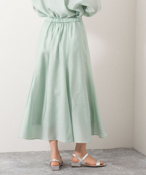 新品！　ノーリーズソフィー　シアーローンフレアスカート　サックス　34サイズ ノーリーズソフィー NOLLEY'S sophi 《セットアップ対応》シアー