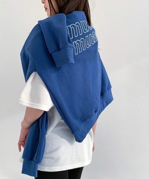 muahmuah(ムーアムーア)の「A'GEM/9 × .kom『muah muah/ムーアムーア』VIVID MUAH LOGO MTM/ヴィヴィットロゴ スウェットシャツ(スウェット・レディース・グレー/インディゴブルー/ブラック/アイボリー・FREE)」の12枚目の写真