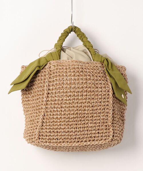 cache cache(カシュ カシュ)の「カシュカシュ cachecache / 下がりリボンペーパー手編みトートバッグ(かごバッグ・レディース・ラベンダー/ブラック/グレー/ベージュ/グリーン/マスタード・FREE)」の19枚目の写真