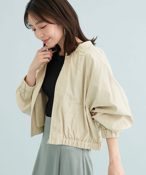 VIS（ビス）の「【UVケア】ジャンブレーアソートブルゾン（ポンチョ・レディース・チャコールグレー/ネイビー/キナリ・FREE）」の2枚目の写真