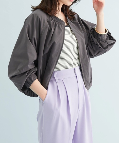 VIS（ビス）の「【UVケア】ジャンブレーアソートブルゾン（ポンチョ・レディース・チャコールグレー/ネイビー/キナリ・FREE）」の7枚目の写真