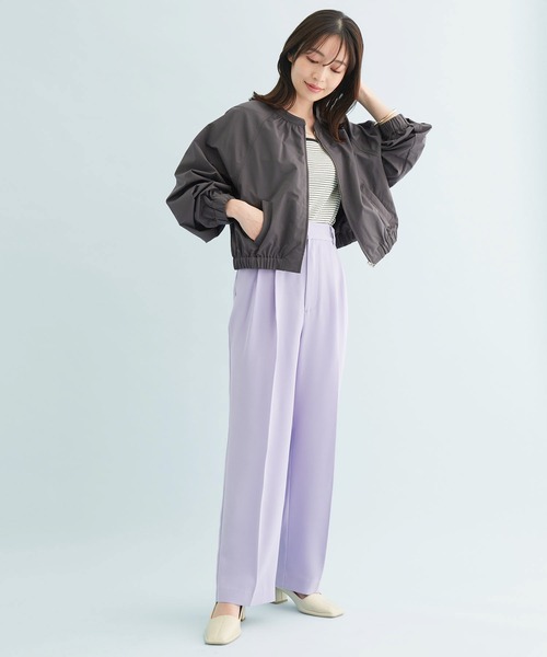 VIS（ビス）の「【UVケア】ジャンブレーアソートブルゾン（ポンチョ・レディース・チャコールグレー/ネイビー/キナリ・FREE）」の4枚目の写真