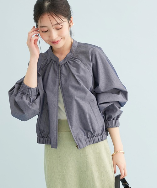 VIS（ビス）の「【UVケア】ジャンブレーアソートブルゾン（ポンチョ・レディース・チャコールグレー/ネイビー/キナリ・FREE）」の22枚目の写真