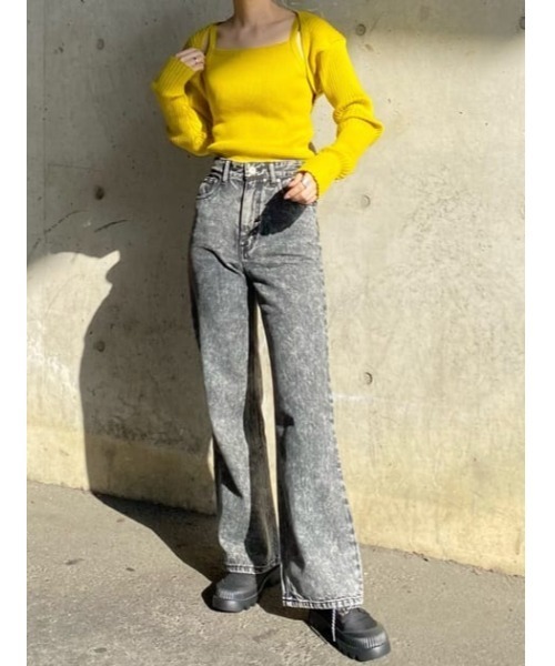 THROW by SLY(スローバイスライ)の「THROW HW WIDE LEG PT-B ハイウエスト ワイドレッグ デニム パンツ(デニムパンツ・レディース・ブラック・24inch/25inch/26inch/23inch)」の10枚目の写真