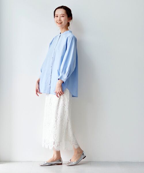 le.coeur blanc(ルクールブラン)の「パールボタンドルマンシャツ(シャツ/ブラウス・レディース・オフホワイト/ブルー系その他3/ブルー系その他4・38)」の12枚目の写真