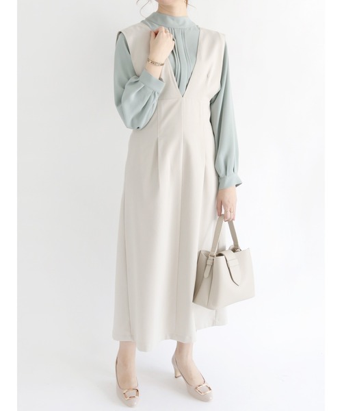 Te chichi（テチチ）の「ジャンパースカート（ジャンパースカート・レディース・ベージュ/ネイビー/グレー・ﾌﾘ-）」の2枚目の写真