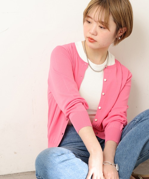 natural couture（ナチュラルクチュール）の「セット着用可/UV・接触冷感機能あり プチプラベーシックカーディガン（カーディガン/ボレロ・レディース・オフホワイト/ブラック/グリーン/ラベンダー/ピンク/その他1・FREE）」の9枚目の写真