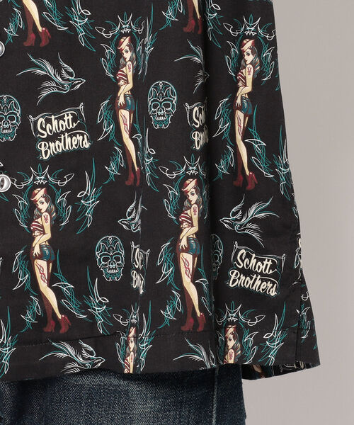 schott（ショット）の「Schott(ショット) ピンナップ スワロー ハワイアンシャツ（シャツ/ブラウス・メンズ・ブラック/ネイビー・MEDIUM/X-LARGE/LARGE/XX-LARGE）」の8枚目の写真