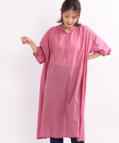 SHOO・LA・RUE（シューラルー）の「◆【INDIA】カフタンカラーワンピース（ワンピース・レディース・ブラック/イエロー/グリーン/ピンク系・00）」の4枚目の写真