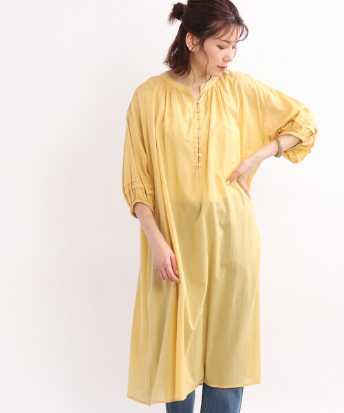 SHOO・LA・RUE（シューラルー）の「◆【INDIA】カフタンカラーワンピース（ワンピース・レディース・ブラック/イエロー/グリーン/ピンク系・00）」の3枚目の写真