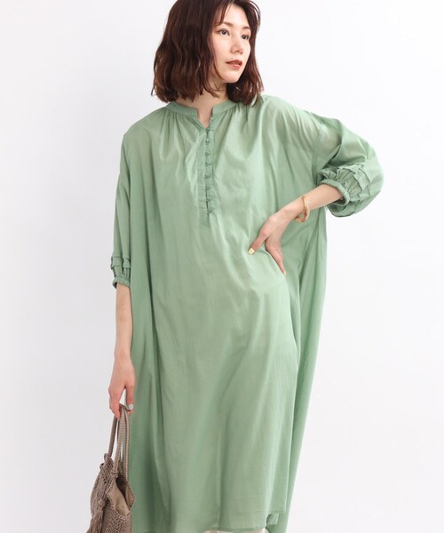 SHOO・LA・RUE（シューラルー）の「◆【INDIA】カフタンカラーワンピース（ワンピース・レディース・ブラック/イエロー/グリーン/ピンク系・00）」の2枚目の写真