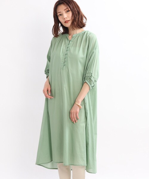 SHOO・LA・RUE（シューラルー）の「◆【INDIA】カフタンカラーワンピース（ワンピース・レディース・ブラック/イエロー/グリーン/ピンク系・00）」の5枚目の写真