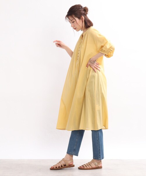 SHOO・LA・RUE（シューラルー）の「◆【INDIA】カフタンカラーワンピース（ワンピース・レディース・ブラック/イエロー/グリーン/ピンク系・00）」の21枚目の写真