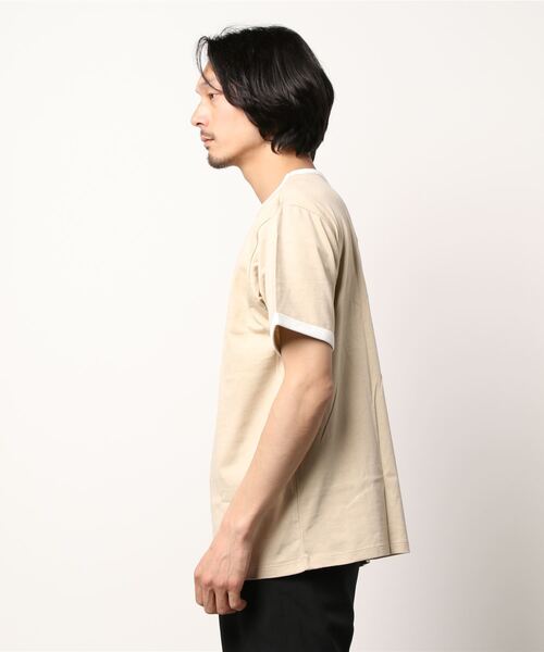 Lee(リー)の「リンガー半袖Tシャツ(Tシャツ/カットソー・メンズ・ホワイト/ベージュ/グレー・SMALL/LARGE/X-LARGE/MEDIUM)」の4枚目の写真