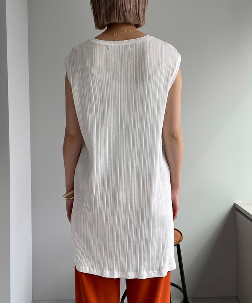 CAPRICIEUX LE'MAGE（カプリシューレマージュ）の「ランダムリブフレンチTシャツ（Tシャツ/カットソー・レディース・キャメル/チャコールグレー/ホワイト・FREE）」の7枚目の写真