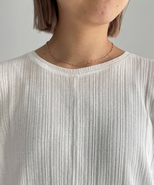 CAPRICIEUX LE'MAGE（カプリシューレマージュ）の「ランダムリブフレンチTシャツ（Tシャツ/カットソー・レディース・キャメル/チャコールグレー/ホワイト・FREE）」の11枚目の写真