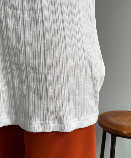 CAPRICIEUX LE'MAGE（カプリシューレマージュ）の「ランダムリブフレンチTシャツ（Tシャツ/カットソー・レディース・キャメル/チャコールグレー/ホワイト・FREE）」の15枚目の写真