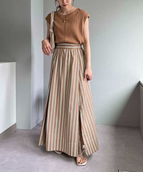 CAPRICIEUX LE'MAGE（カプリシューレマージュ）の「ランダムリブフレンチTシャツ（Tシャツ/カットソー・レディース・キャメル/チャコールグレー/ホワイト・FREE）」の16枚目の写真