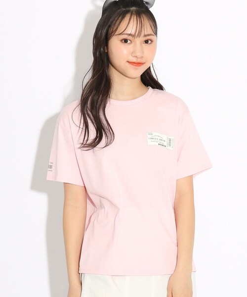 PINK-latte（ピンクラテ）の「◆【コットン100％/毛玉になりにくい】チケットプリントＴシャツ（Tシャツ/カットソー・キッズ・チャコールグレー/ライトブルー/アイボリー/ライトベージュ/レモンイエロー/ピンク系・15 /14/16）」の6枚目の写真