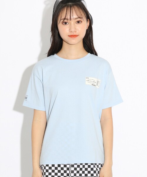 PINK-latte（ピンクラテ）の「◆【コットン100％/毛玉になりにくい】チケットプリントＴシャツ（Tシャツ/カットソー・キッズ・チャコールグレー/ライトブルー/アイボリー/ライトベージュ/レモンイエロー/ピンク系・15 /14/16）」の7枚目の写真