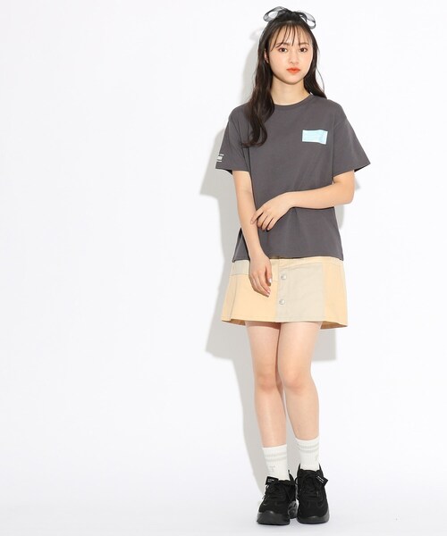 PINK-latte（ピンクラテ）の「◆【コットン100％/毛玉になりにくい】チケットプリントＴシャツ（Tシャツ/カットソー・キッズ・チャコールグレー/ライトブルー/アイボリー/ライトベージュ/レモンイエロー/ピンク系・15 /14/16）」の20枚目の写真