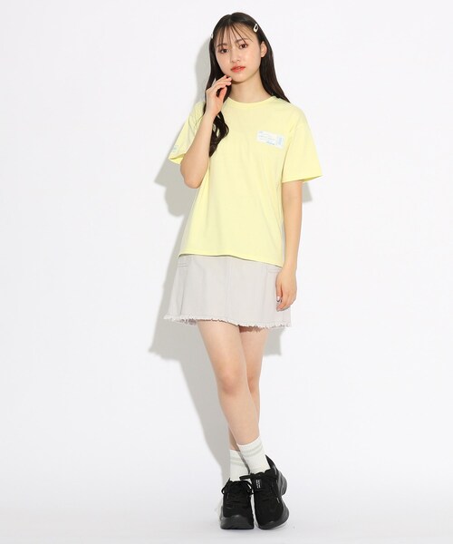 PINK-latte（ピンクラテ）の「◆【コットン100％/毛玉になりにくい】チケットプリントＴシャツ（Tシャツ/カットソー・キッズ・チャコールグレー/ライトブルー/アイボリー/ライトベージュ/レモンイエロー/ピンク系・15 /14/16）」の21枚目の写真