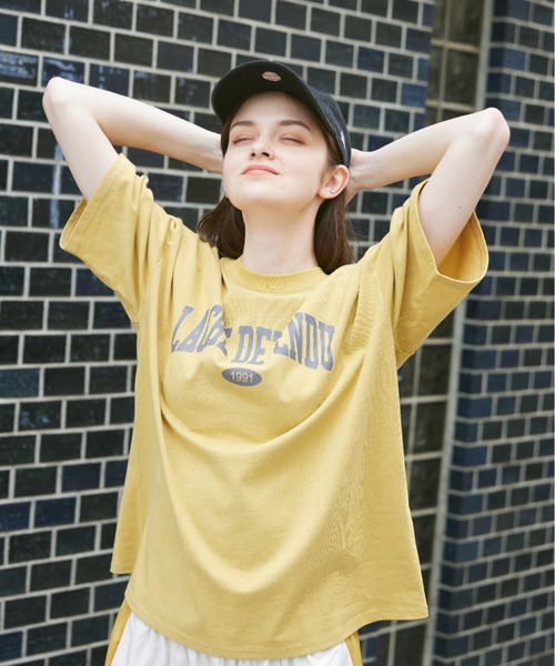 flaner（フラネ）の「Loose college logo tee/ルーズカレッジロゴTee（Tシャツ/カットソー・レディース・ネイビー/グレー/イエロー・MEDIUM/LARGE）」の17枚目の写真