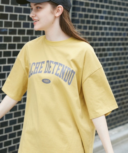 flaner（フラネ）の「Loose college logo tee/ルーズカレッジロゴTee（Tシャツ/カットソー・レディース・ネイビー/グレー/イエロー・MEDIUM/LARGE）」の18枚目の写真