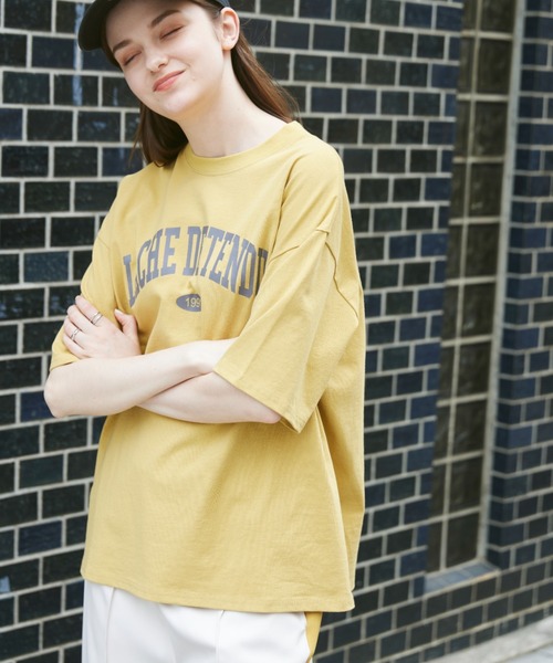 flaner（フラネ）の「Loose college logo tee/ルーズカレッジロゴTee（Tシャツ/カットソー・レディース・ネイビー/グレー/イエロー・MEDIUM/LARGE）」の19枚目の写真