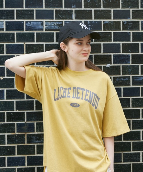 flaner（フラネ）の「Loose college logo tee/ルーズカレッジロゴTee（Tシャツ/カットソー・レディース・ネイビー/グレー/イエロー・MEDIUM/LARGE）」の16枚目の写真