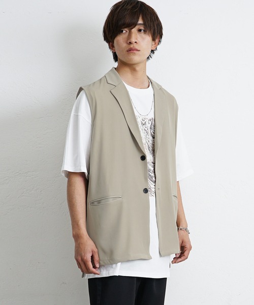 MinoriTY(マイノリティ)の「【MinoriTY】ジレ ロングジレ テーラードベスト ロングベスト ノースリーブ メンズ 秋服 (ベスト・メンズ・ブラック/ベージュ/グレー・M/L)」の9枚目の写真