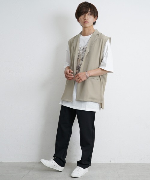MinoriTY(マイノリティ)の「【MinoriTY】ジレ ロングジレ テーラードベスト ロングベスト ノースリーブ メンズ 秋服 (ベスト・メンズ・ブラック/ベージュ/グレー・M/L)」の8枚目の写真
