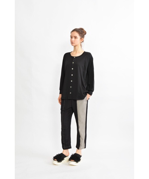 gomme（ゴム）の「ファインスムース　ウェーブカーディガン（スウェット・レディース・ブラック/ブルー・MEDIUM）」の7枚目の写真